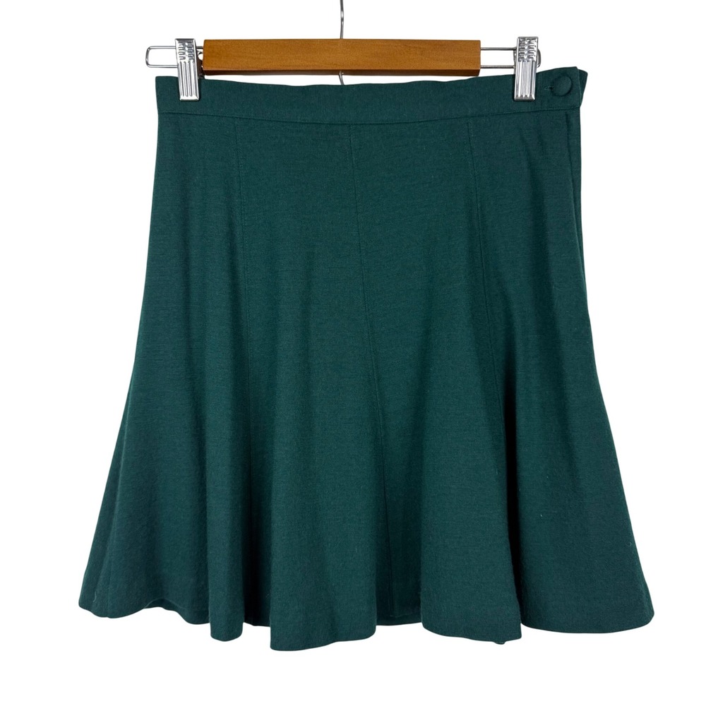 GAP Wool Skirt A Line Flared Green Knee Length Made in USA Classic‎ Women's M
